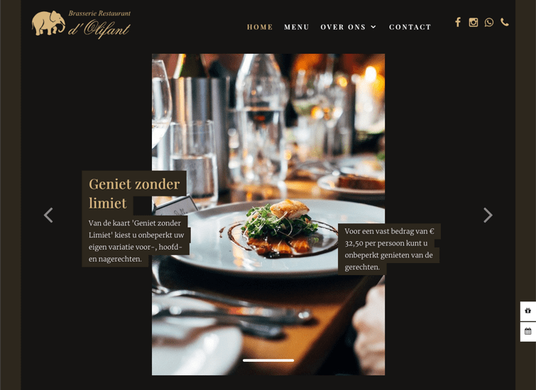 Klantcase webdesign Restaurant d'Olifant
