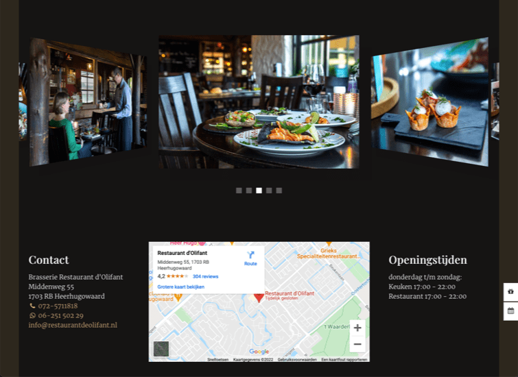 Klantcase webdesign Restaurant d'Olifant