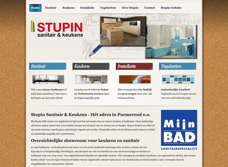 Voorbeeld webdesign Stupin Sanitair & Keukens