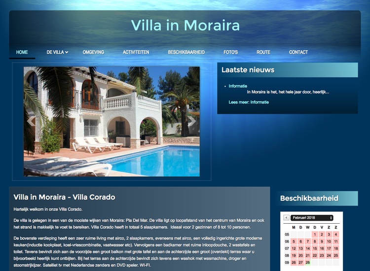 Voorbeeld webdesign Villa in Moraira